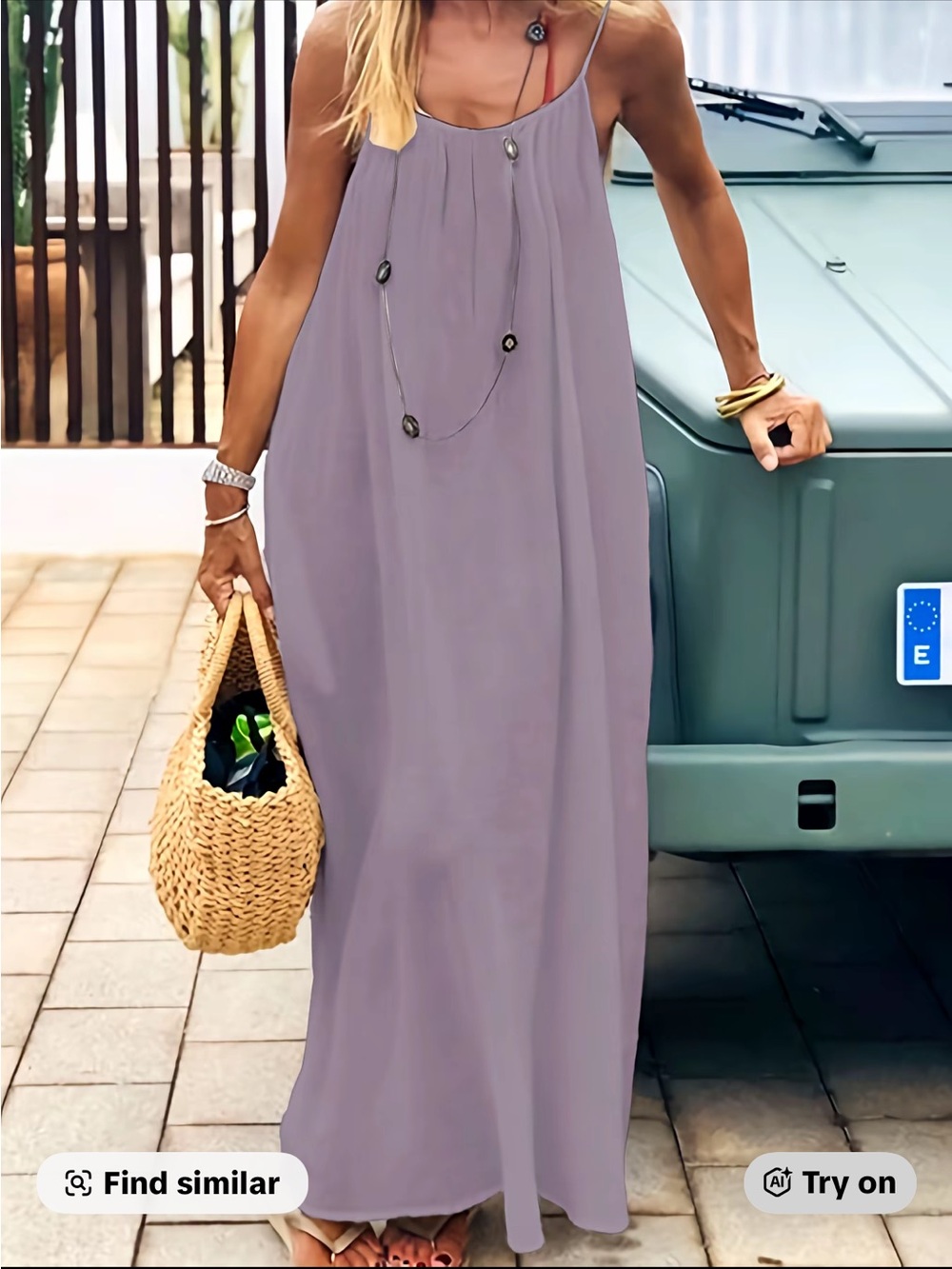 Lilac Spaghetti-Strap Maxi Dress